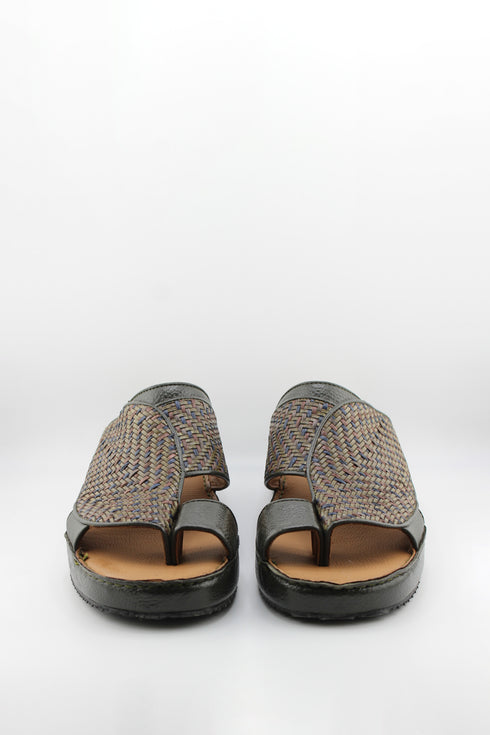 DFC Relax Men Woven Leather Slip-On Sandals